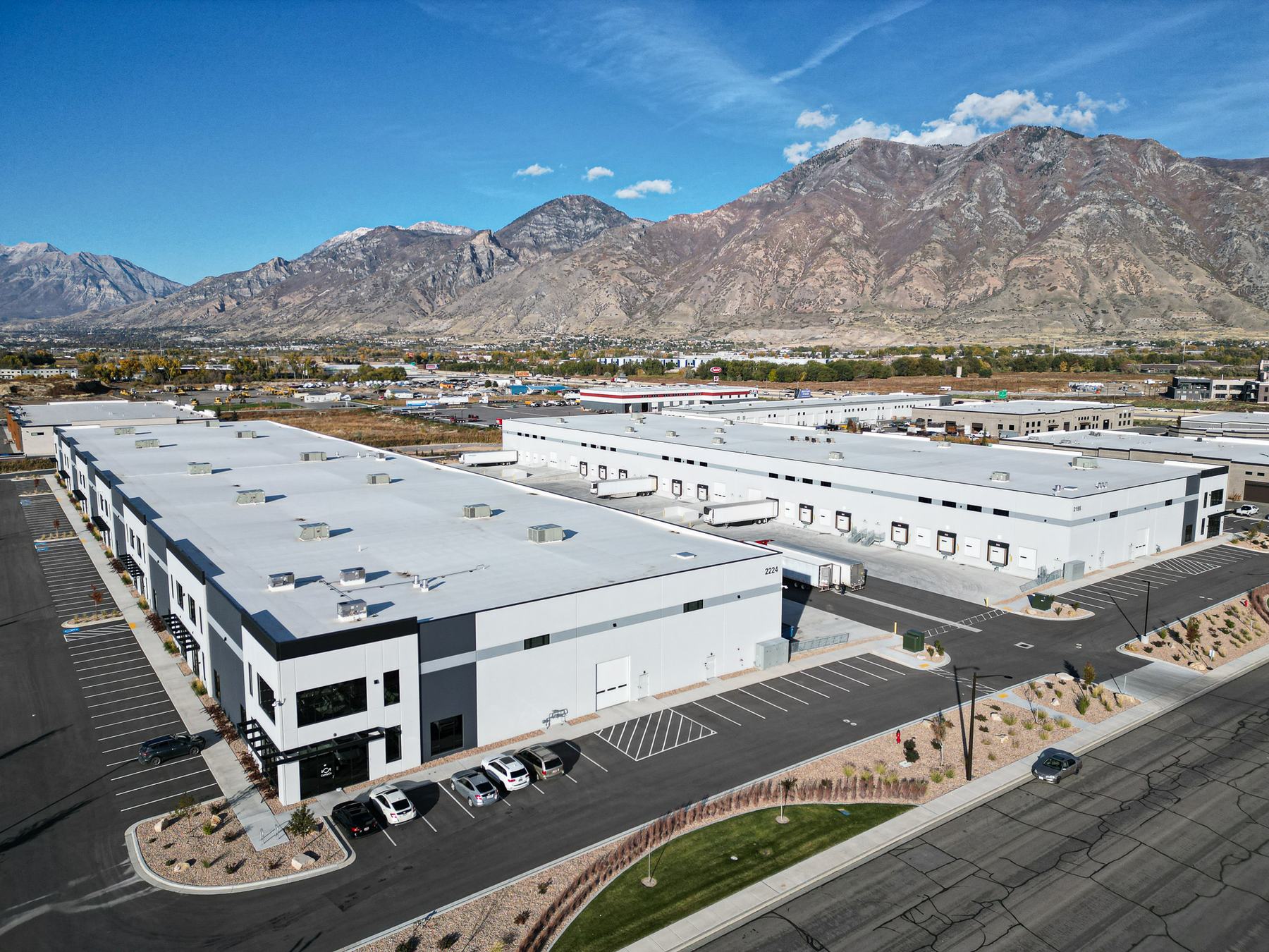 Industrial building with mountains behind