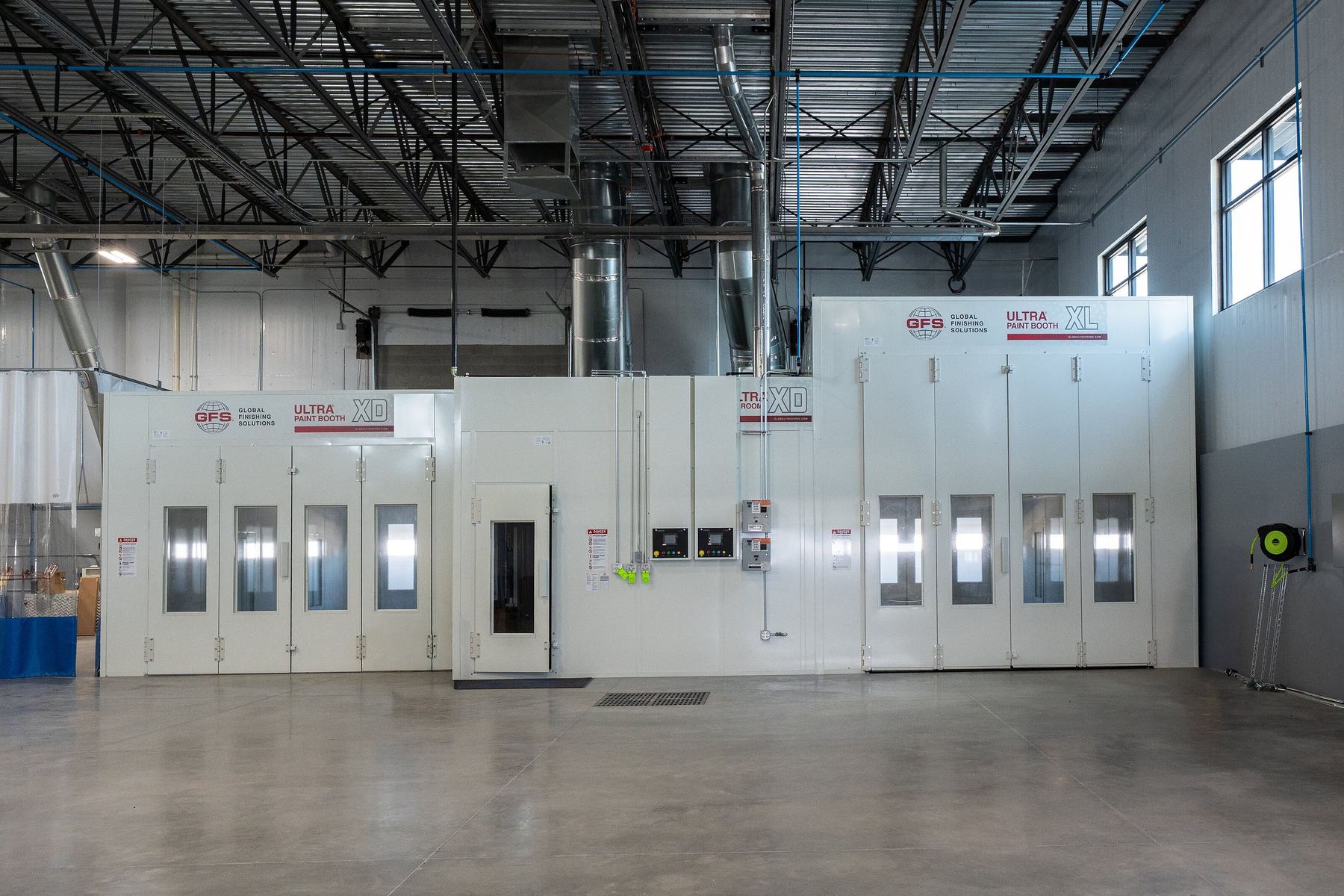 Paint booths inside the shop